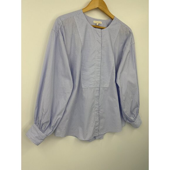 ANN MASHBURN Blue Striped Blouse - Picture 2 of 6